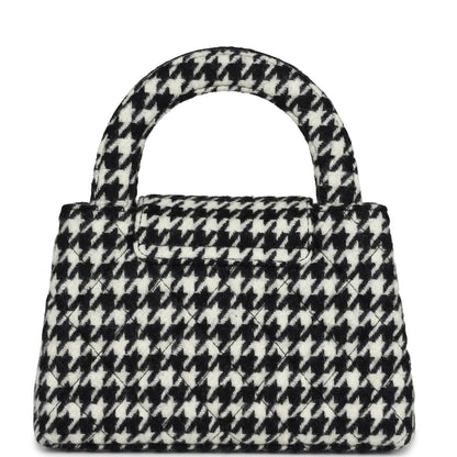 Chanel Small Kelly Shopper Black and White Houndstooth Tweed Brushed Gold Hardware