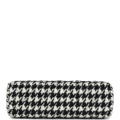 Chanel Small Kelly Shopper Black and White Houndstooth Tweed Brushed Gold Hardware