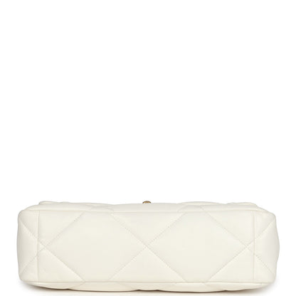 Chanel Large 19 Flap Bag White Lambskin Mixed Metal Hardware