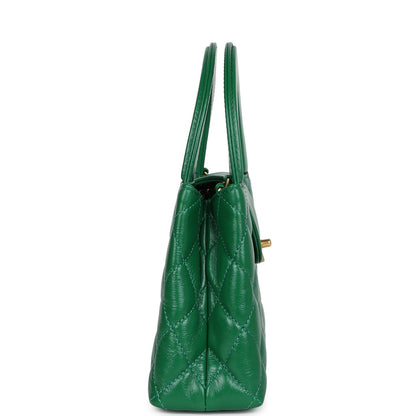 Chanel Small Kelly Shopper Dark Green Shiny Aged Calfskin Brushed Gold Hardware