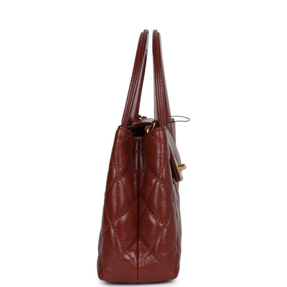 Chanel Small Kelly Brown Shiny Aged Calfskin Brushed Gold Hardware