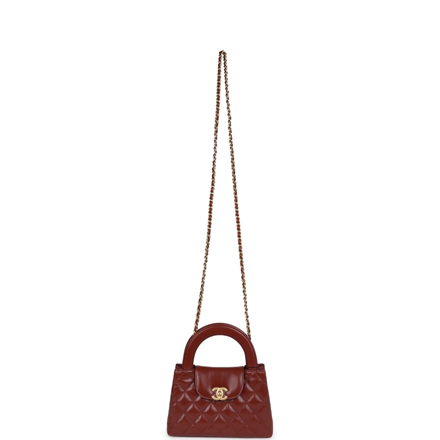Chanel Small Kelly Brown Shiny Aged Calfskin Brushed Gold Hardware
