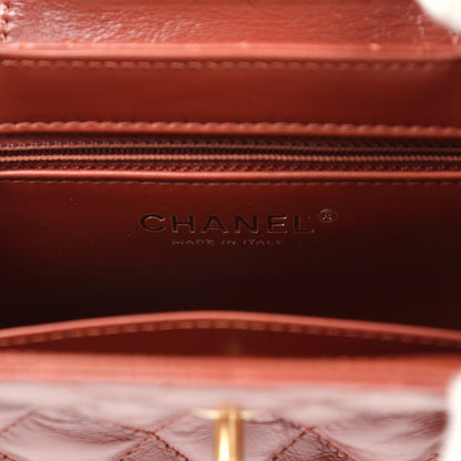 Chanel Small Kelly Brown Shiny Aged Calfskin Brushed Gold Hardware