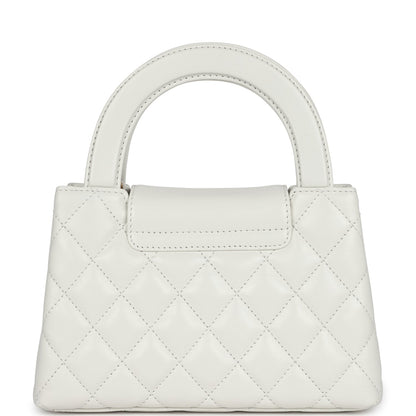 Chanel Small Kelly Shopper White Shiny Aged Calfskin Brushed Gold Hardware