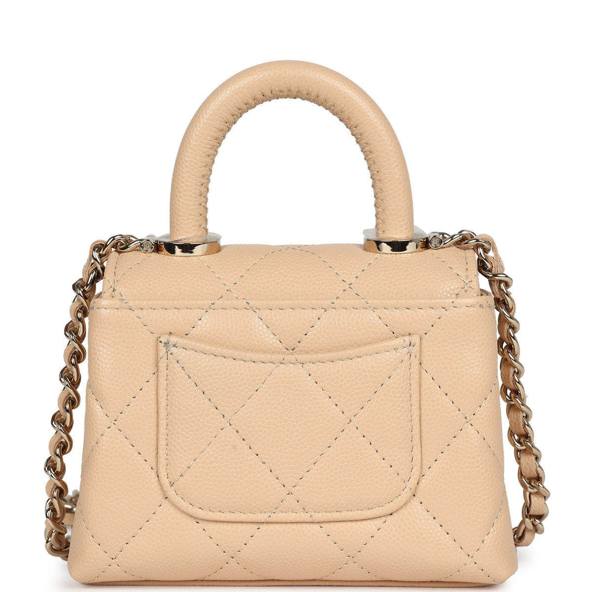 Chanel Nano Coco Top Handle Flap Bag Light Beige Caviar Light Gold Hardware