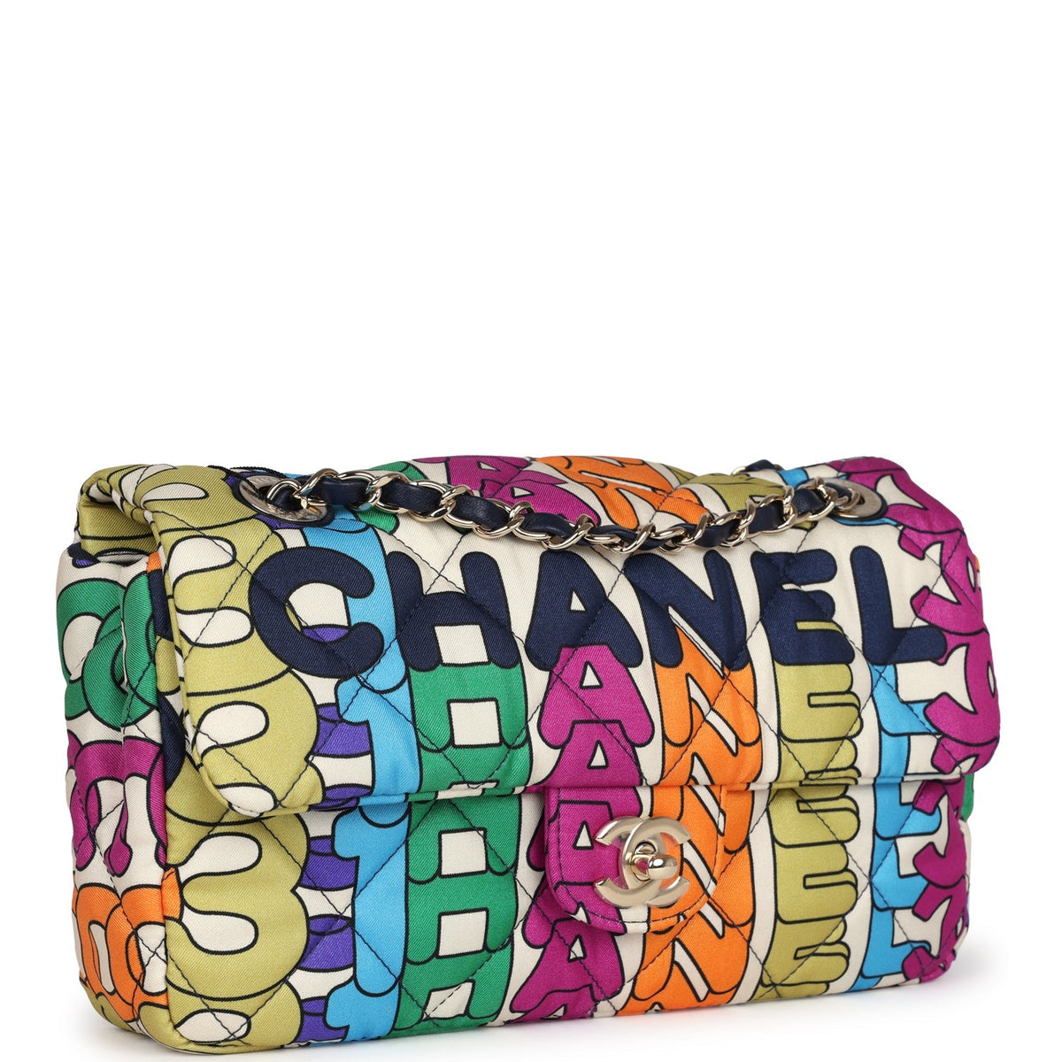 Payment 1 -  Chanel Medium Flap Bag Rainbow Logo Nylon Light Gold Hardware