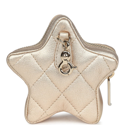 Chanel Walk Of Fame Star Clip-On Coin Purse Metallic Gold Goatskin Light Gold Hardware