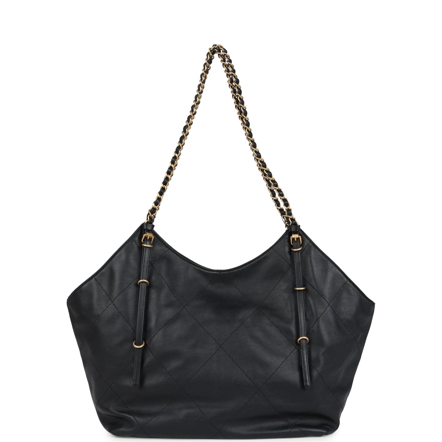 Chanel Small Coco Shopping Bag Black Calfskin Antique Gold Hardware