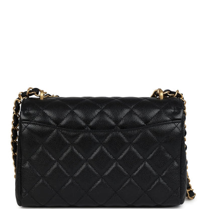 Chanel Small Top Handle Flap Bag Black Shiny Grained Calfskin Brushed Gold Hardware