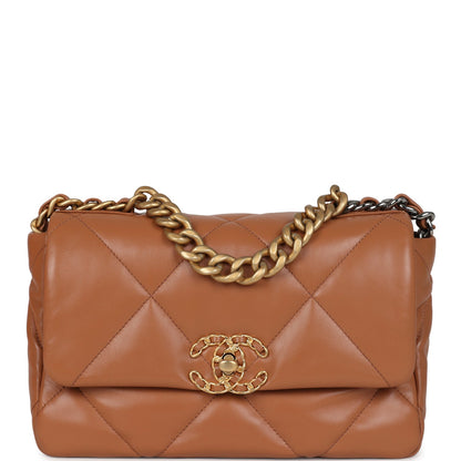Chanel Medium 19 Flap Caramel Shiny Lambskin Mixed Metal Hardware