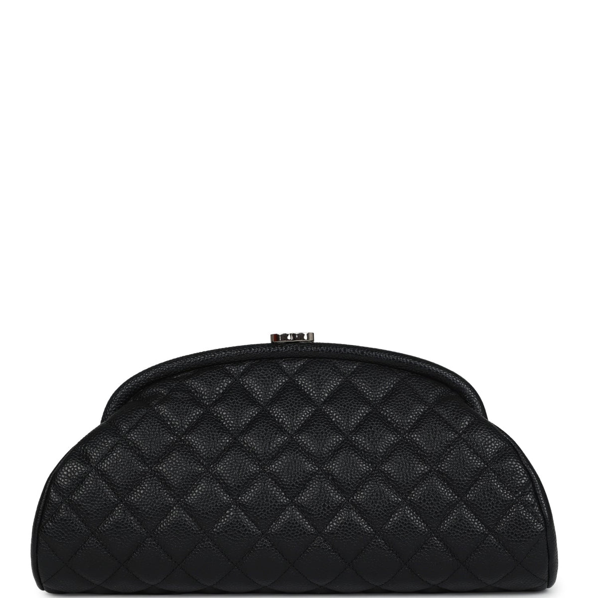 Chanel Timeless CC Kisslock Clutch Black Caviar Silver Hardware