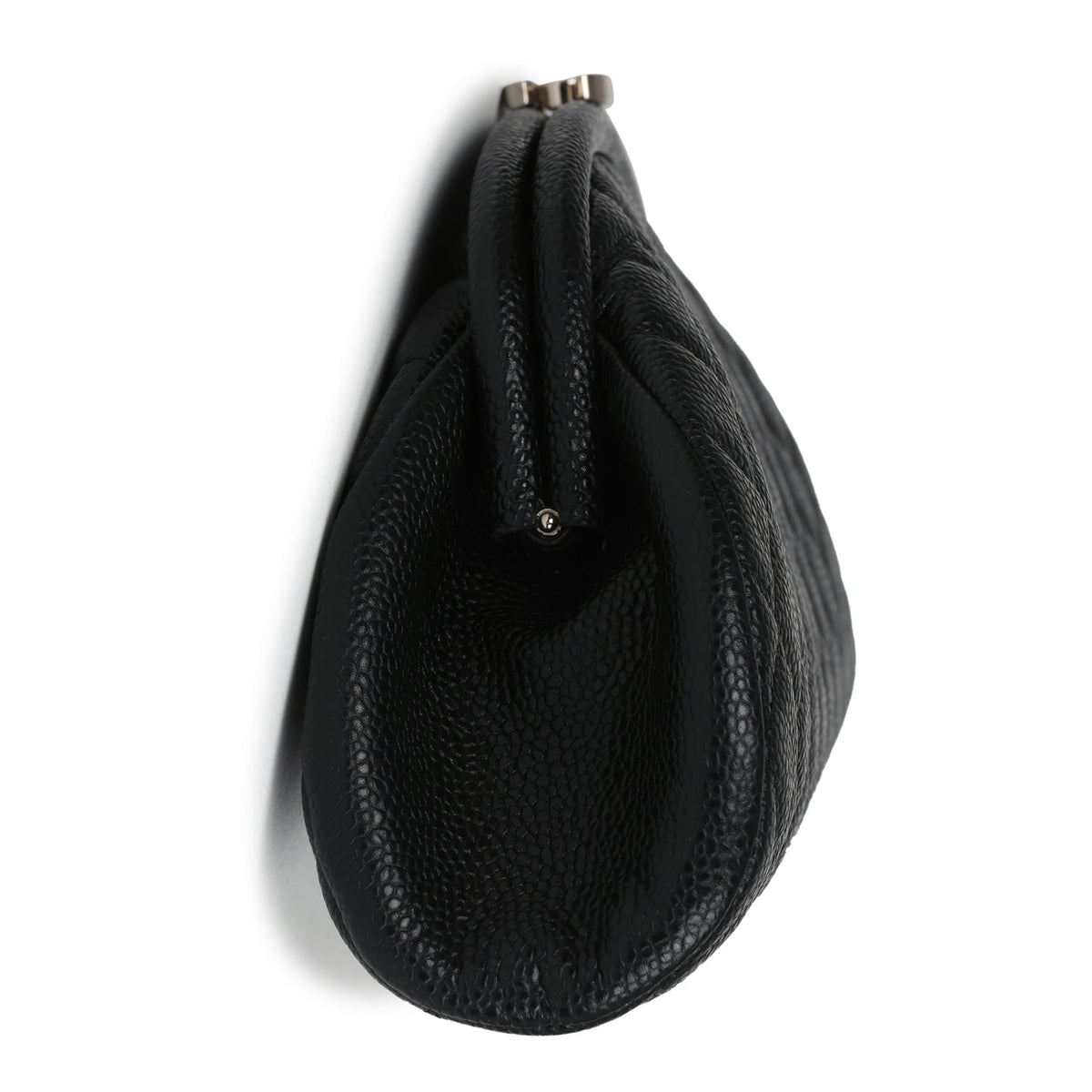 Chanel Timeless CC Kisslock Clutch Black Caviar Silver Hardware