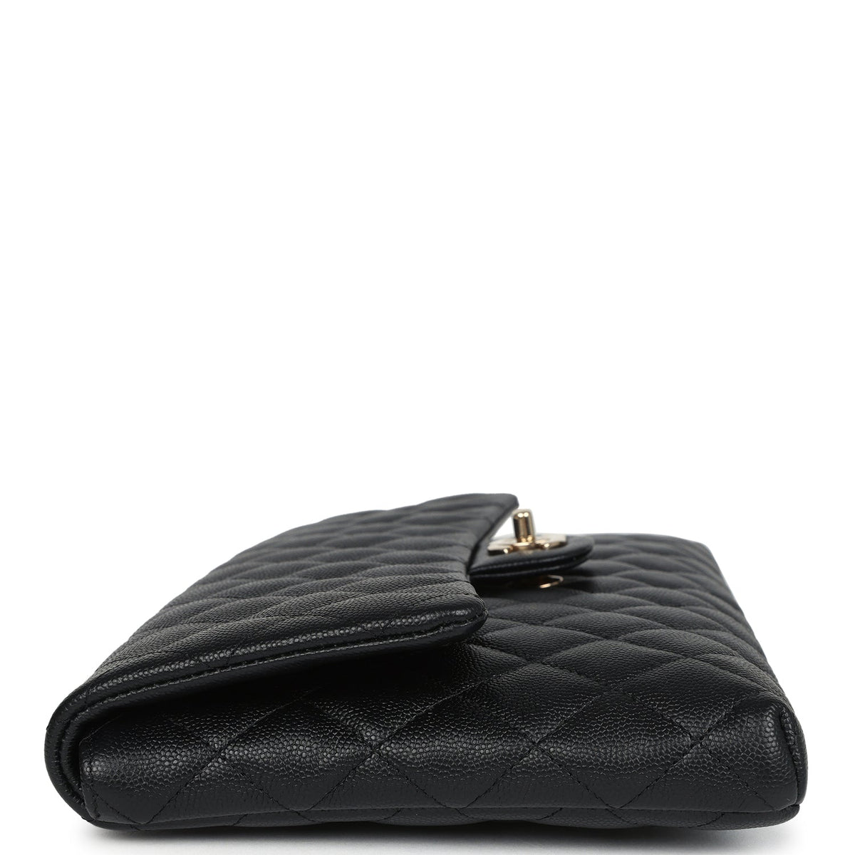 Chanel Classic Flap Clutch Black Caviar Light Gold Hardware