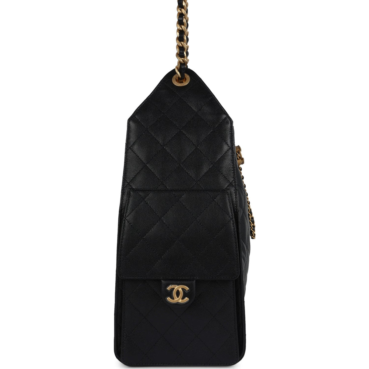 Chanel Medium 25 Hobo Bag Black Caviar Antique Gold Hardware