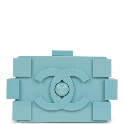 Chanel Supermarket Boy Brick Lego Minaudiere Clutch Light Blue Plexiglass Silver Hardware