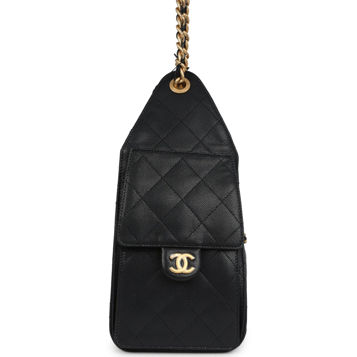 Chanel Small 25 Hobo Bag Black Caviar Antique Gold Hardware