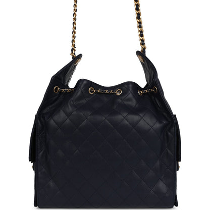 Chanel Medium 25 Hobo Bag Dark Navy Caviar Antique Gold Hardware