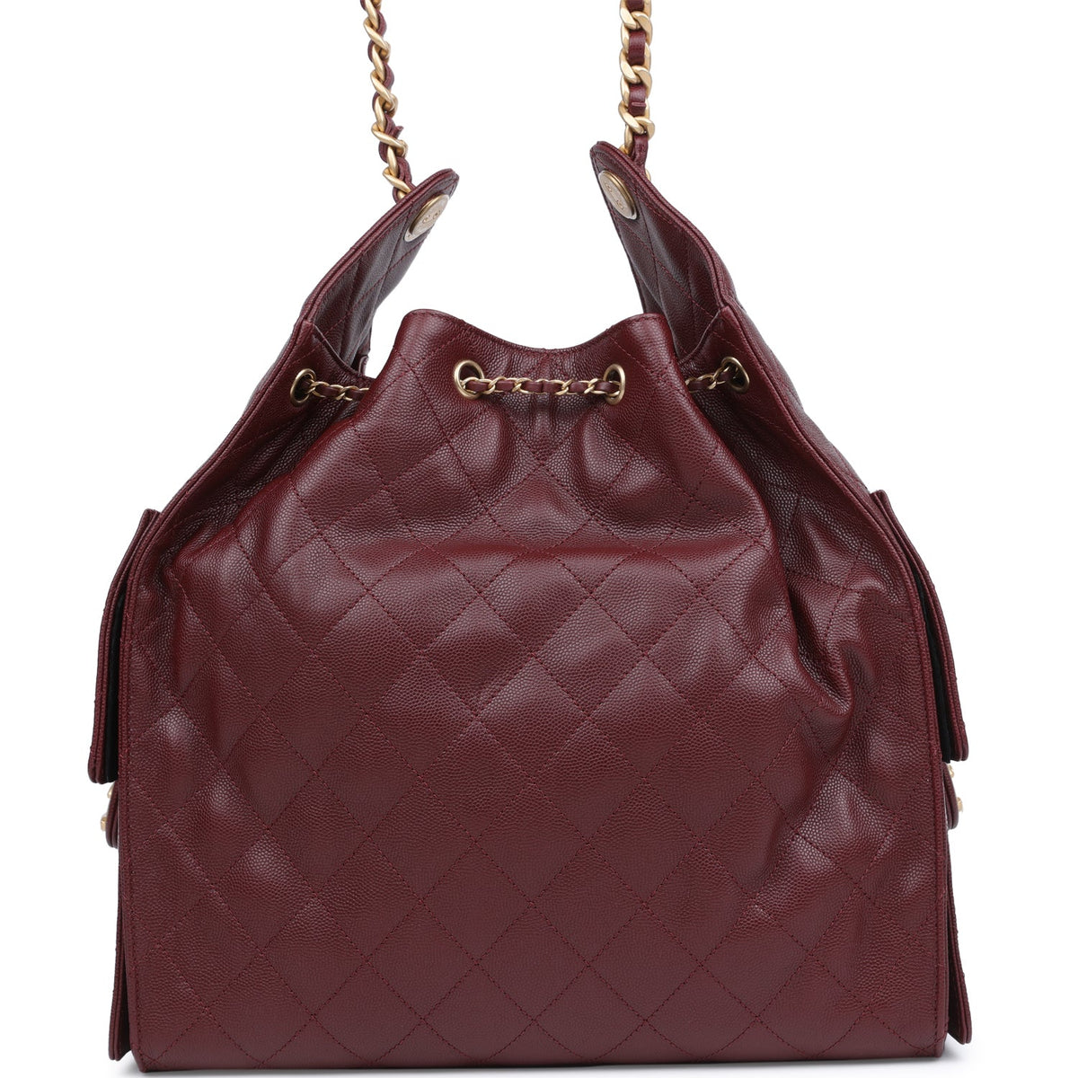 Chanel Medium 25 Hobo Bag Burgundy Caviar Antique Gold Hardware