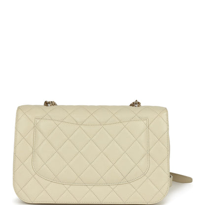 Chanel Large Chain Handle Flap Bag Ivory Caviar and Calfskin Light Gold Hardware
