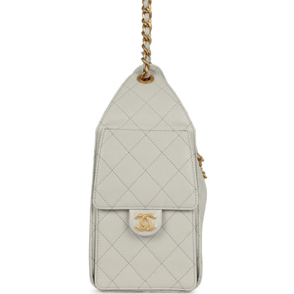 Chanel Small 25 Hobo Bag Light Grey Caviar Antique Gold Hardware