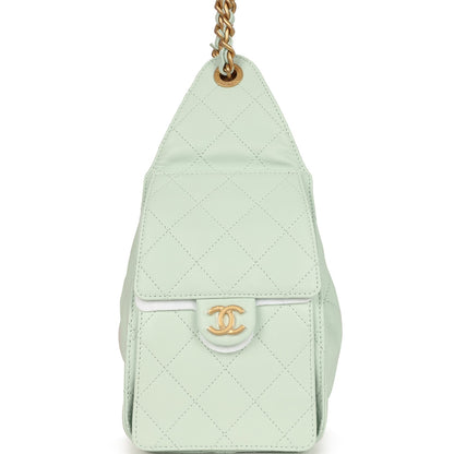 Chanel Small 25 Hobo Bag Light Green Caviar Antique Gold Hardware