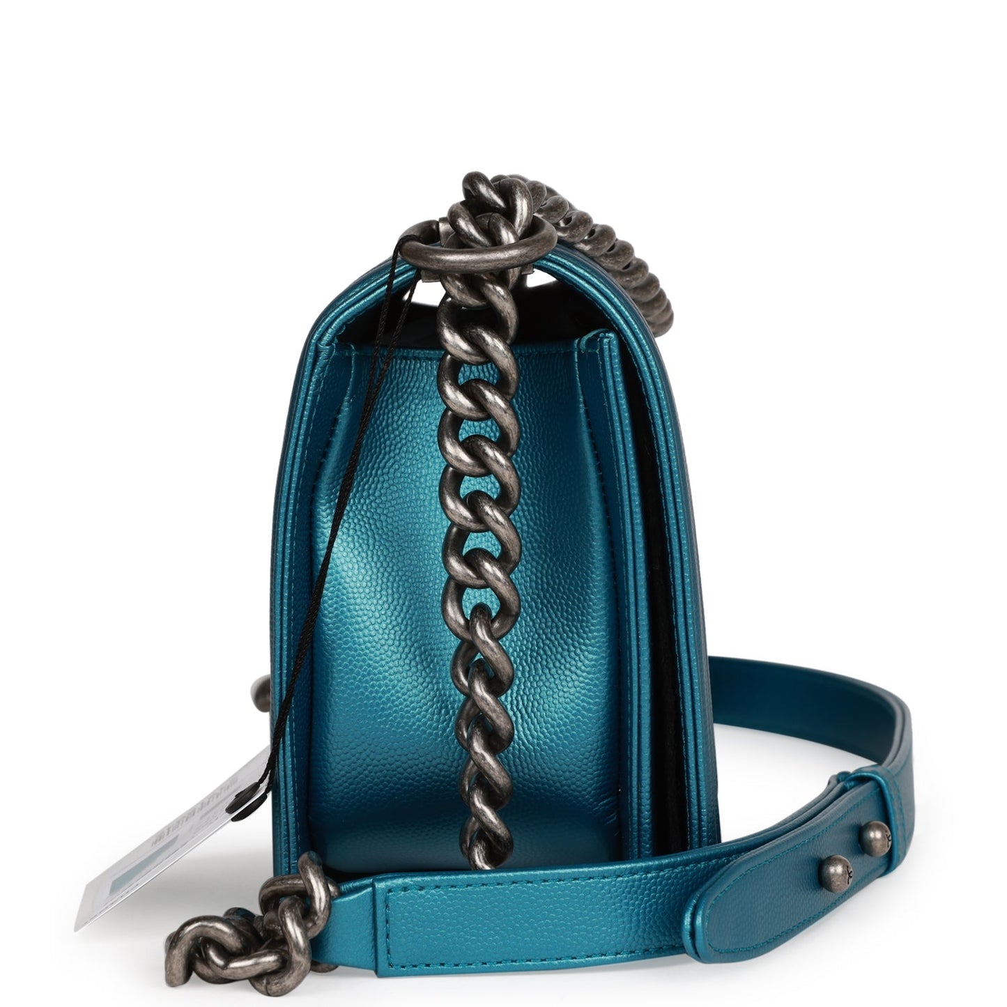 Chanel Medium Boy Bag Metallic Blue Caviar Ruthenium Hardware