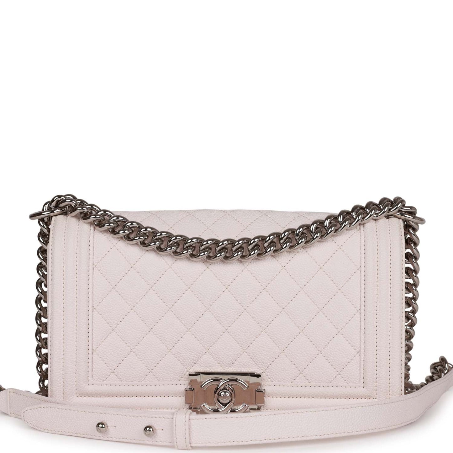 Chanel Medium Boy Bag Light Pink Caviar Silver Hardware