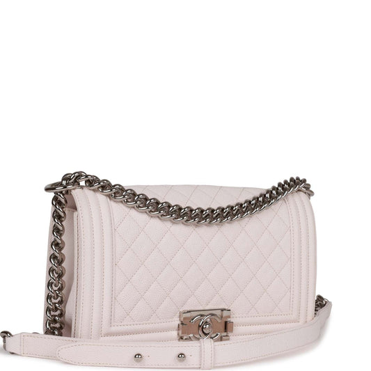 Chanel Medium Boy Bag Light Pink Caviar Silver Hardware