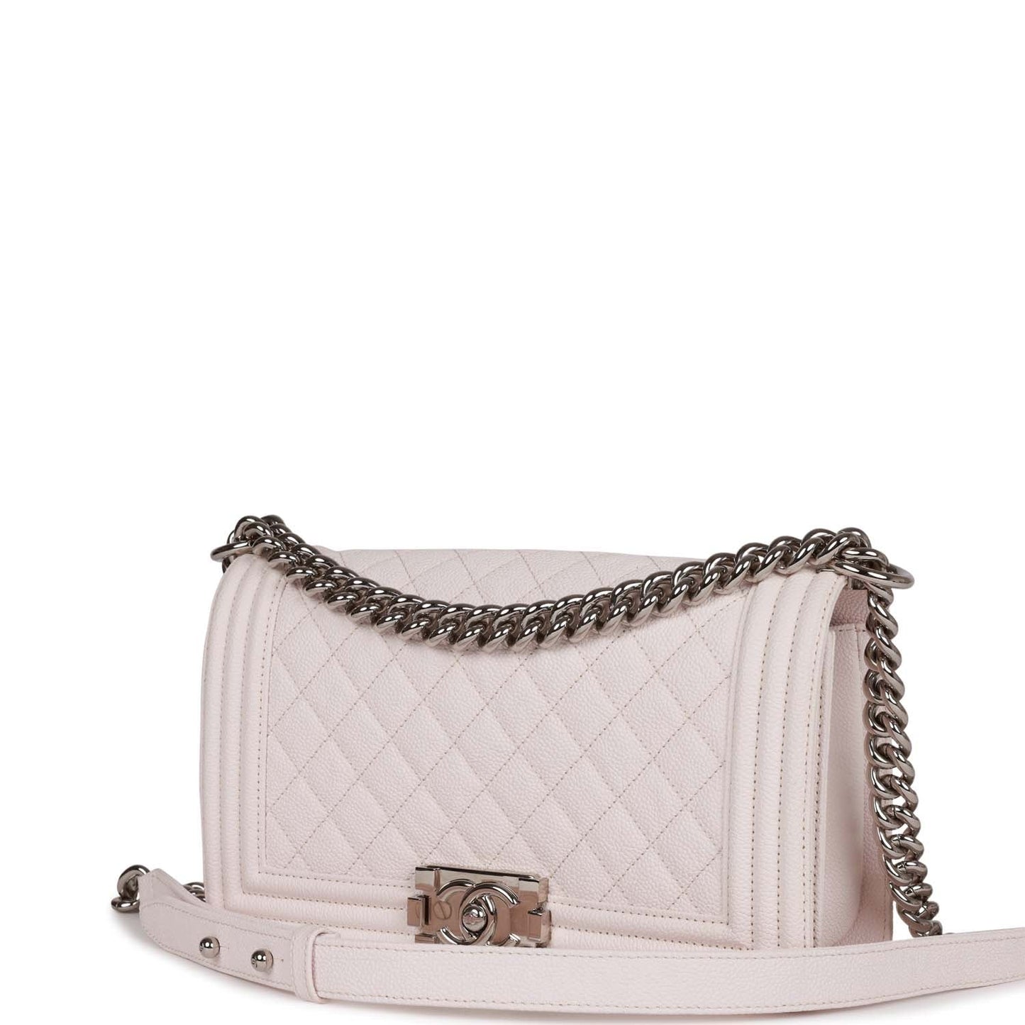 Chanel Medium Boy Bag Light Pink Caviar Silver Hardware