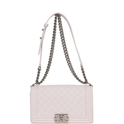 Chanel Medium Boy Bag Light Pink Caviar Silver Hardware