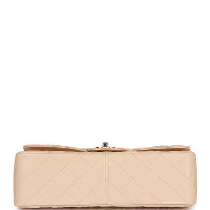 Chanel Jumbo Classic Double Flap Bag Beige Caviar Gold Hardware