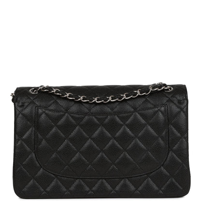 Chanel Jumbo Classic Double Flap Bag Black Caviar Silver Hardware