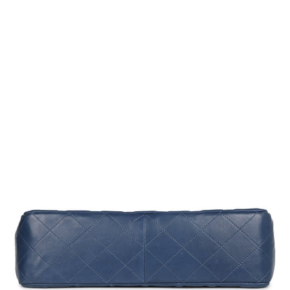 Chanel Jumbo Classic Single Flap Bag Blue Lambskin Brushed Gold Hardware