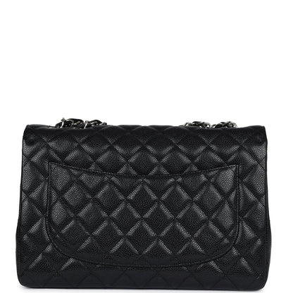 Chanel Jumbo Classic Single Flap Bag Black Caviar Silver Hardware