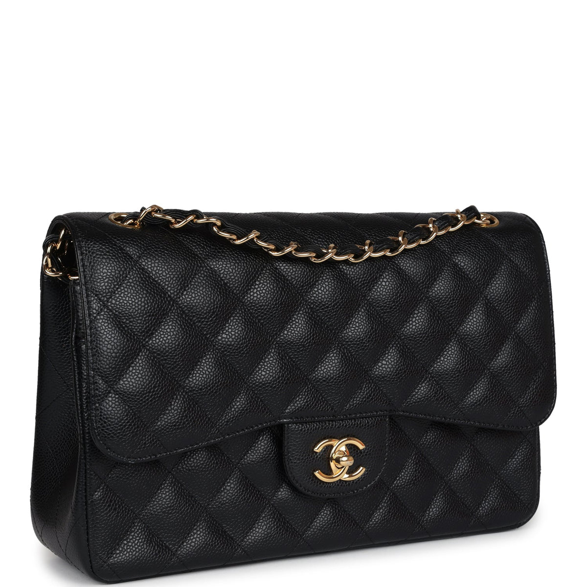Chanel Jumbo Classic Double Flap Bag Black Caviar Gold Hardware