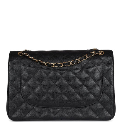 Chanel Jumbo Classic Double Flap Bag Black Caviar Gold Hardware