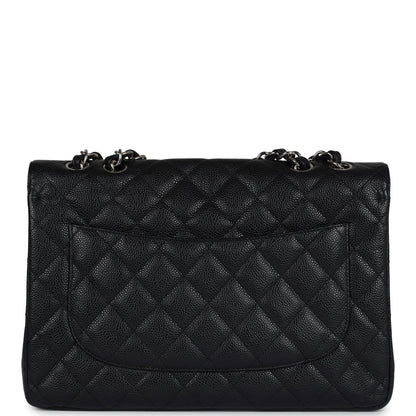 Chanel Jumbo Classic Single Flap Bag Black Caviar Silver Hardware