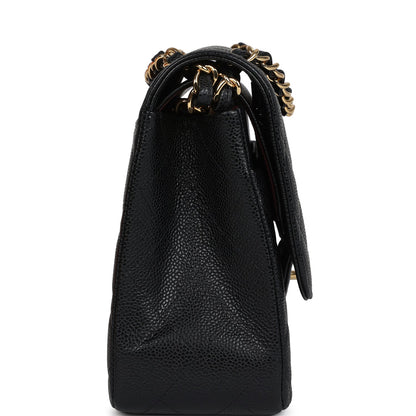 Chanel Jumbo Classic Double Flap Bag Black Caviar Gold Hardware