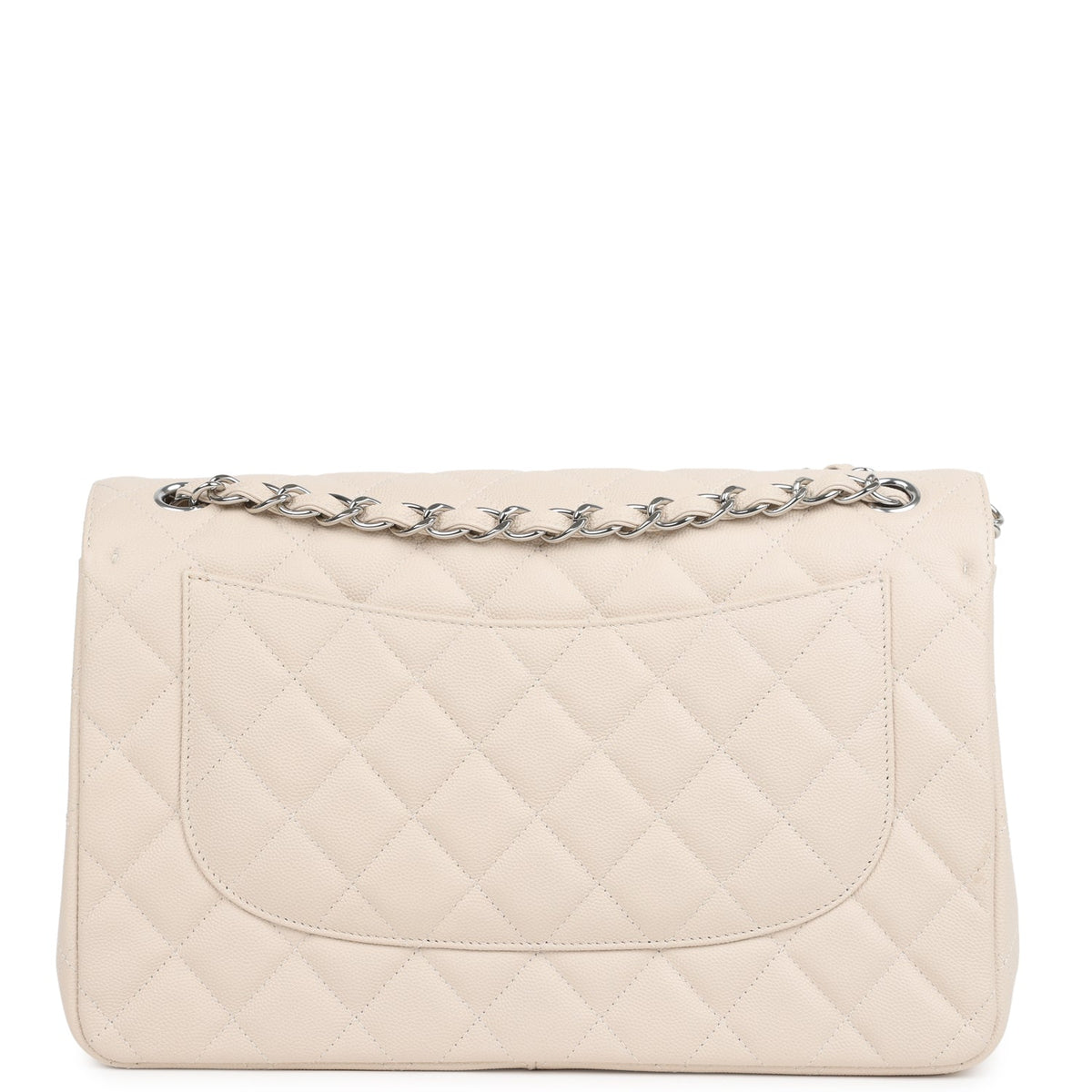 Chanel Jumbo Classic Double Flap Bag Light Beige Caviar Silver Hardware