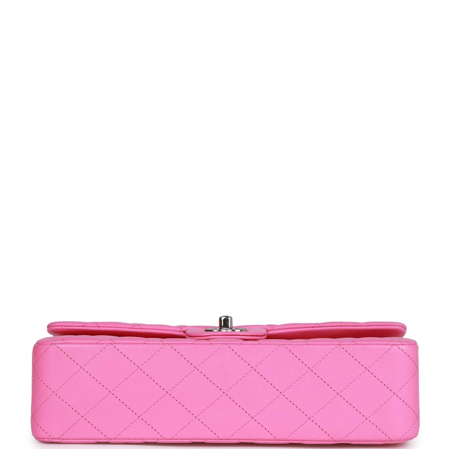 Chanel Medium Classic Double Flap Bag Neon Pink Lambskin Silver Hardware