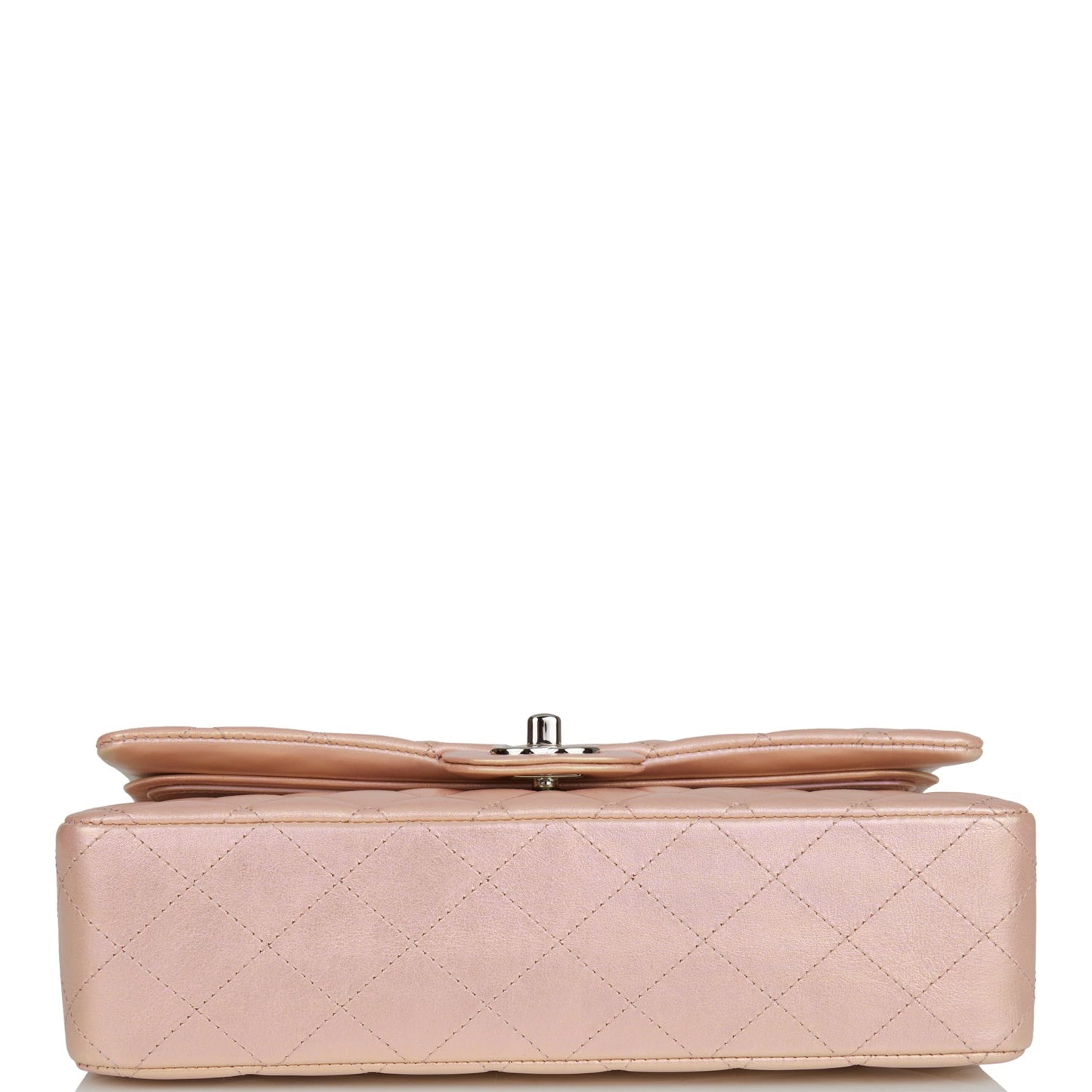 Chanel Medium Classic Double Flap Bag Pink Iridescent Lambskin Silver Hardware