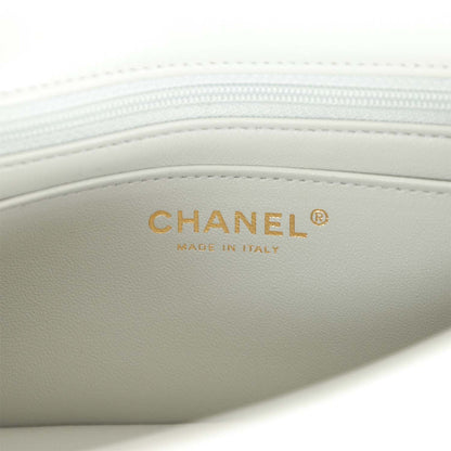 Chanel Mini Rectangular Flap Bag Light Grey Lambskin Light Gold Hardware