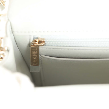 Chanel Mini Rectangular Flap Bag Light Grey Lambskin Light Gold Hardware
