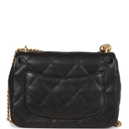 Chanel Sweetheart Crush Mini Rectangular Flap Bag Black Caviar Antique Gold Hardware
