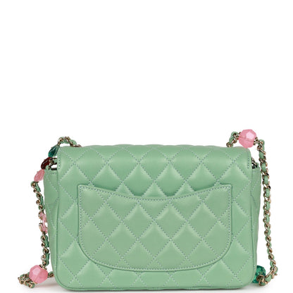 Chanel Candy Heart Mini Flap Bag Turquoise Lambskin Enamel and Light Gold Hardware