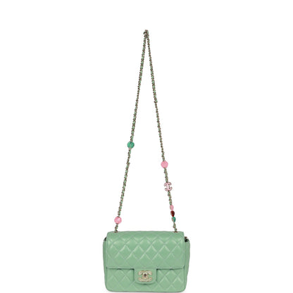 Chanel Candy Heart Mini Flap Bag Turquoise Lambskin Enamel and Light Gold Hardware