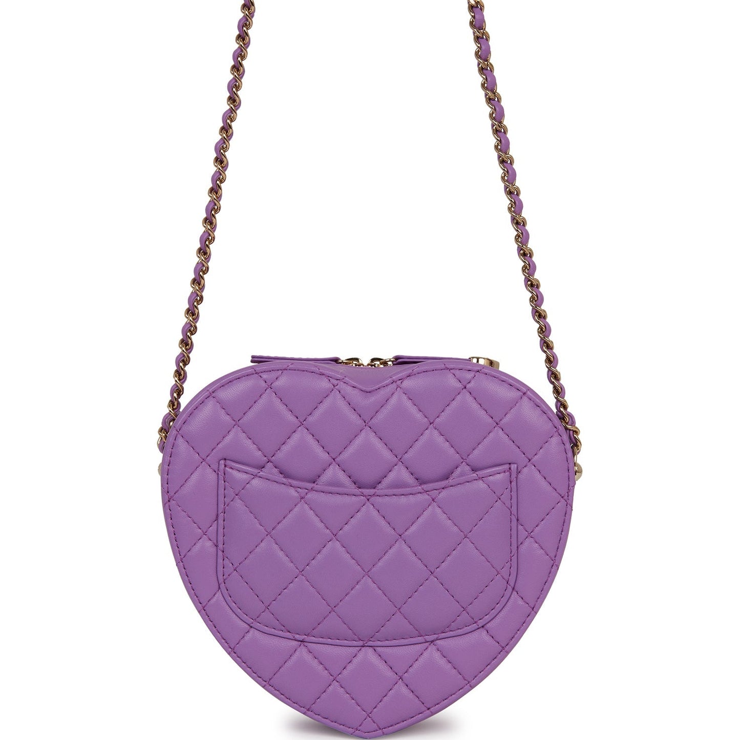 Chanel CC In Love Large Heart Bag Purple Lambskin Light Gold Hardware