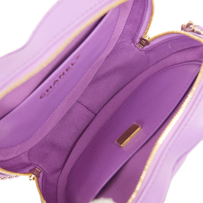 Chanel CC In Love Large Heart Bag Purple Lambskin Light Gold Hardware
