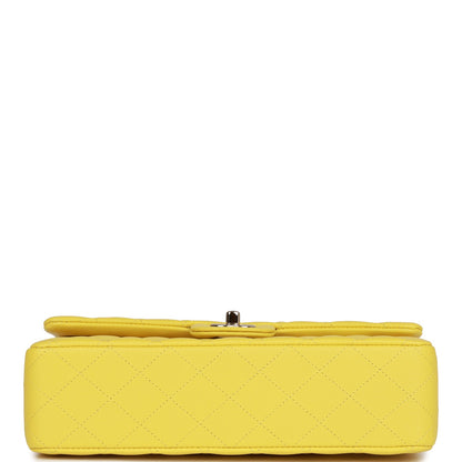 Chanel Medium Classic Double Flap Bag Yellow Caviar Light Gold Hardware