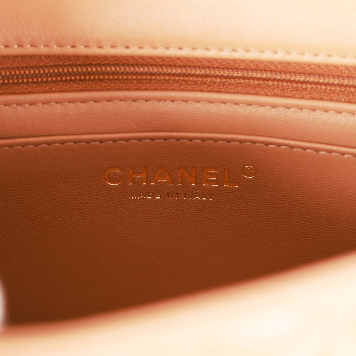 Chanel Mini Rectangular Flap with Top Handle Caramel Lambskin Light Gold Hardware